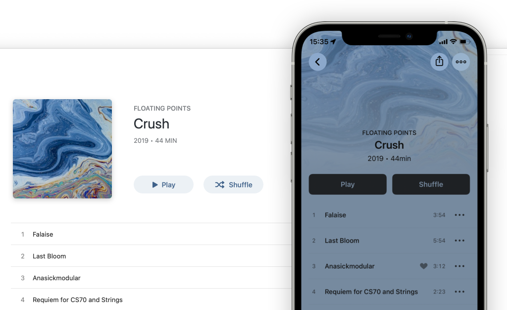Screenshot of Doppler album screen on macOS and iOS